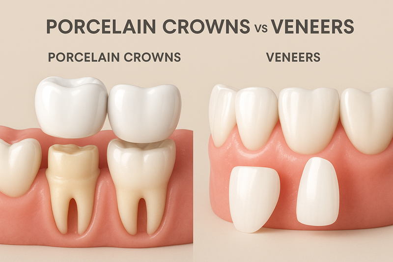 Porcelain Veneers or Porcelain Crowns